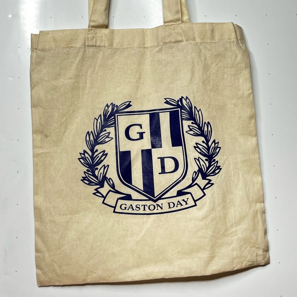 Academia Inspired Navy Blue Emblemed Tote Bag